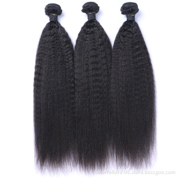 Brazilian Natural Black Virgin Yaki Human Hair Kinky Straight Swiss Lace Frontal 4*4 HD Lace transparent Closure